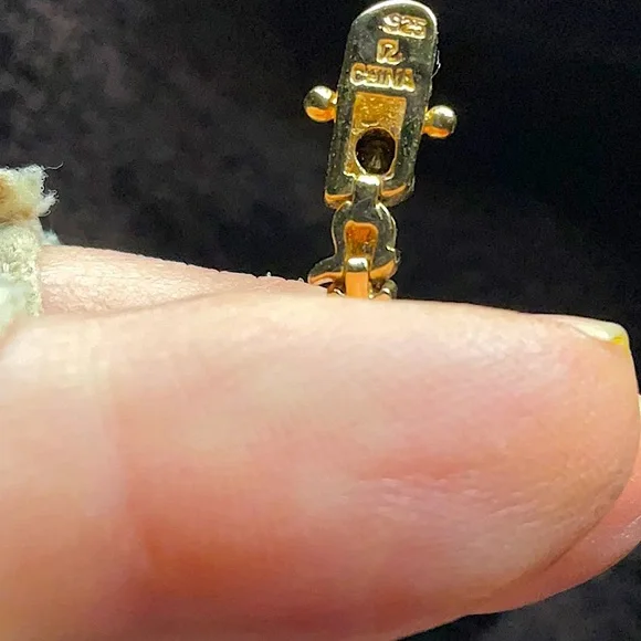 7 1/2” 12KGoldOver Sterling Silver(925) Midnight Blue Sapphire&Diamond Bracelet - Picture 6 of 6